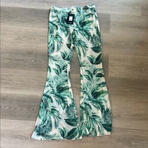 Fashion Nova Green Leaf Print Swim Coverup Pants